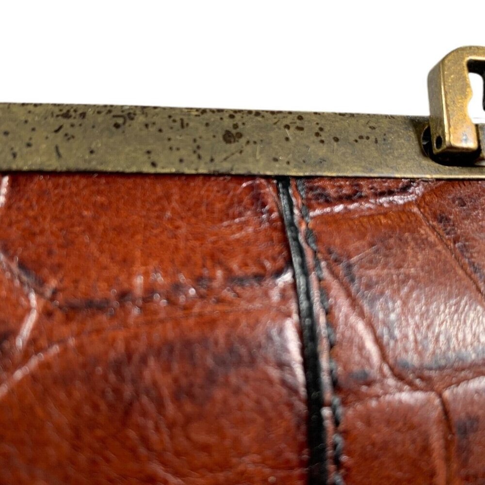 Vtg Fossil Croc Embossed Leather Wallet Clutch Metal Close Multiple pockets - Picture 12 of 12